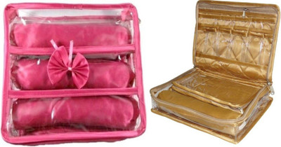 

ultimatefashionista Combo 3rods Bangle box, Churi box Bracelet Watch Jewelery vanity Box,Necklace Pouches Bag,Necklace Bangle Locker, Cosmetic toiletary Organizer makeup kit jewellery box(pink,gold) vanity box Vanity Box(Multicolor)