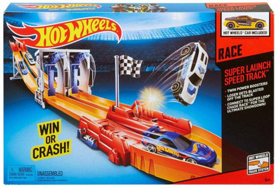 

Hot Wheels Super Launch Speed Trak Set Win Or Crash Action 4-10(Blue)