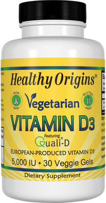 

Healthy Origins Vegetarian Vitamin D3, 5,000 IU, 30 Veggie Gels(30 No)