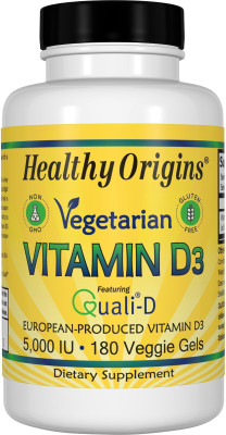 

Healthy Origins Vegetarian Vitamin D3, 5,000 IU, 180 Veggie Gels(180 No)