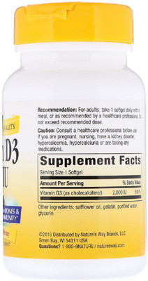

Nature's Way Vitamin D3, 2,000 IU, 240 Softgels(240 No)