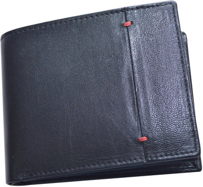 

CUT THE CHASE Men Formal Blue Genuine Leather Wallet(7 Card Slots), Black