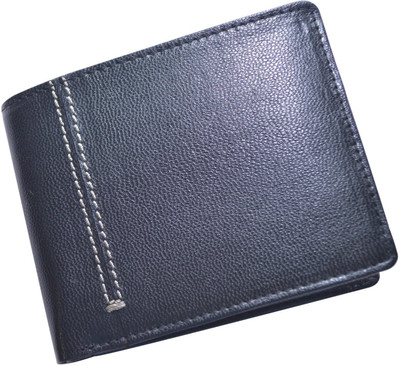 

CUT THE CHASE Men Formal Blue Genuine Leather Wallet(7 Card Slots), Black
