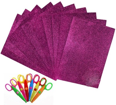 

Way Beyond Art & Craft Combo Set Of 6 Pcs Scissors And Adhesive Magenta Coloured Glitter Foam Sheet Pack Of 10 A4 Size