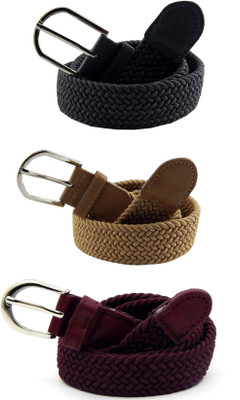 

ELS Women Casual, Evening, Formal Grey, Beige, Maroon Canvas, Fabric, Synthetic Belt, Beige;grey;maroon