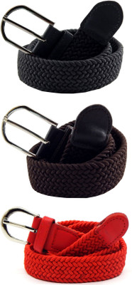 

ELS Women Casual, Evening, Formal Grey, Brown, Red Canvas, Fabric, Synthetic Belt, Brown;grey;red