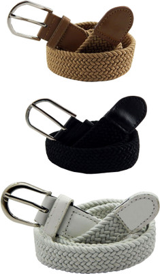 

ELS Women Casual, Evening, Formal Beige, Black, White Canvas, Fabric, Synthetic Belt