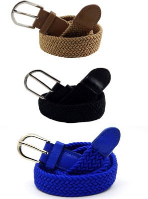 

ELS Women Casual, Evening, Formal Beige, Black, Blue Canvas, Fabric, Synthetic Belt, Beige;black;light blue