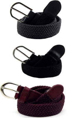 

ELS Women Casual, Evening, Formal Grey, Black, Maroon Canvas, Fabric, Synthetic Belt, Black;grey;maroon