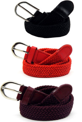 

ELS Women Casual, Evening, Formal Black, Red, Maroon Canvas, Fabric, Synthetic Belt, Black;maroon;red