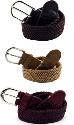 

ELS Women Casual, Evening, Formal Brown, Beige, Maroon Canvas, Fabric, Synthetic Belt, Beige;brown;maroon