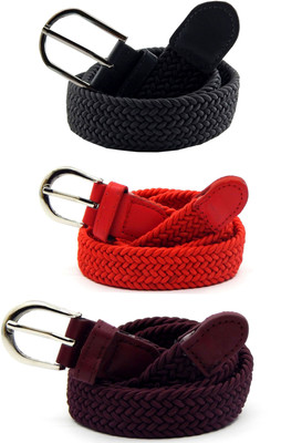 

ELS Women Casual, Evening, Formal Grey, Red, Maroon Canvas, Fabric, Synthetic Belt, Grey;maroon;red