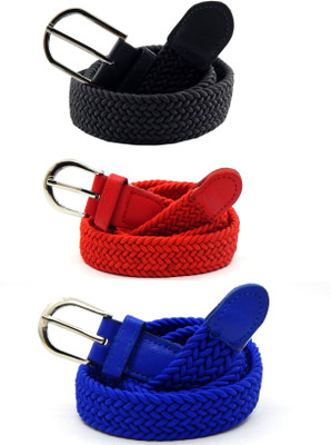 

ELS Women Casual, Evening, Formal Grey, Red, Blue Canvas, Fabric, Synthetic Belt, Grey;light blue;red