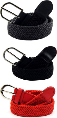 

ELS Women Casual, Evening, Formal Grey, Black, Red Canvas, Fabric, Synthetic Belt, Black;grey;red