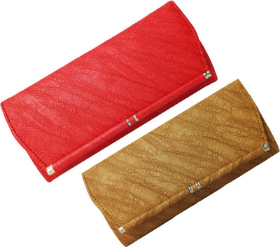 

landloper Casual, Party, Formal Red, Brown Clutch, Brown;red