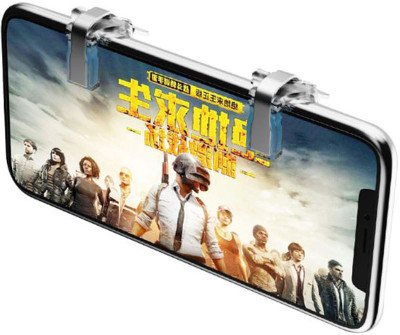 

BUY SURETY New arrival White Metal pubg Game Trigger/Joystick Fire Button Assist Tool Compatible with All Smartphones Sensitive Shoot/aim Buttons L1 R1 Trigger Mobile Game Controller Gaming Accessory Kit(Grey&Clear, For Android)