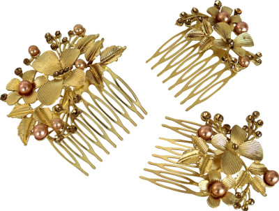 

Tied Ribbons Hair Clip Golden Clutches for women wedding Parties Hair Clip(Gold)