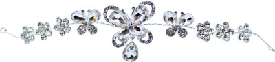 

Tied Ribbons Wedding Hair Accessories Tiara for Bride Women Girls Hair Band(Silver)