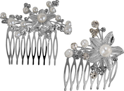 

Tied Ribbons Hair Clip Silver Clutches for Parties Wedding Women Bridal Hair Clip(Silver)