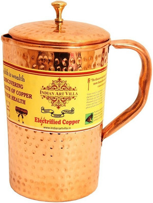 

IndianArtVilla Copper Water Jug , Hammered Design, Storage & Serving Water, Yoga Ayurveda Healing Water Jug(1000 ml)