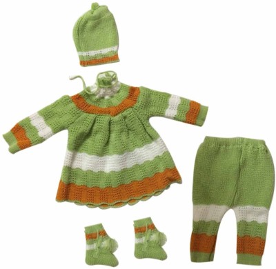 Cute Collection Baby Boys & Baby Girls Casual Sweater Bootie, Cap, Pant(Green)