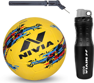 

Nivia Storm Yellow Football With G2020 Sipper And Double action Pump Kit Football Kit