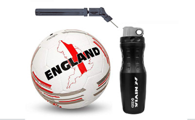 

Nivia England Country Color Football With G2020 Sipper And Double action Pump Kit Football Kit