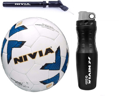 

Nivia Shining Star Blue Football With G2020 Sipper And Double action Pump Kit Football Kit