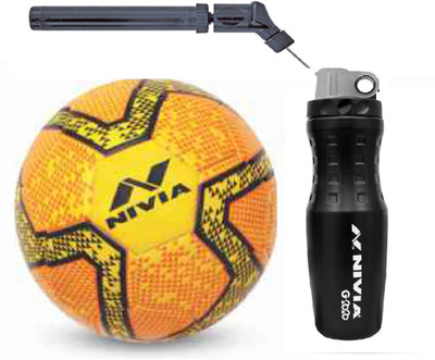 

Nivia Rabona 2.0 Yellow Football With G2020 Sipper And Double action Pump Kit Football Kit