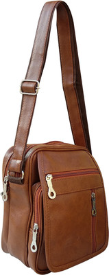 

SM Men & Women Formal Tan Leatherette Sling Bag