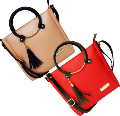 

BANDICOOT Girls Evening/Party, Casual, Formal Beige, Red PU Sling Bag