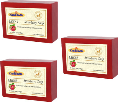 

Khadi Leafveda Strawberry Soap pack of 3(375 g, Pack of 3)