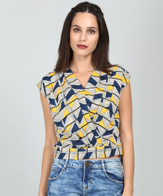 Tokyo Talkies Casual Cap Sleeve Geometric Print Women