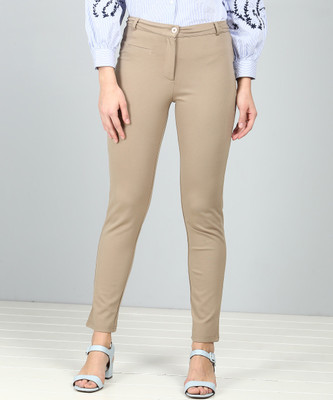 AND Slim Fit Women Beige Trousers
