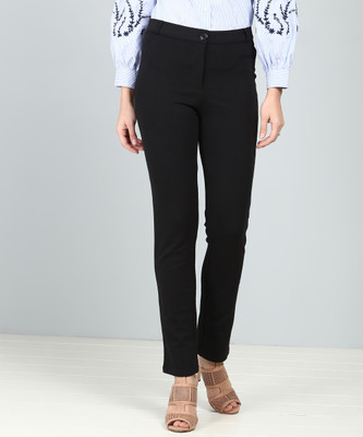 AND Slim Fit Women Black Trousers