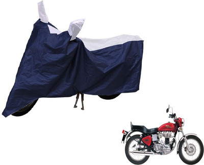 Auto Hub Two Wheeler Cover for Royal Enfield(Blue, Silver)