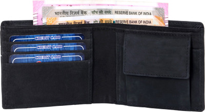

F DOTT Men Black Genuine Leather Wallet(6 Card Slots), Matte black
