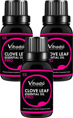 

VIHADO 5X PRO Clove Essential Oil, - 100% Pure & Organic, Natural, Undiluted for Aromatherapy, Hair Care, Skin Care & Natural Remedies - (20 ml) (pack of 3)(20 ml)