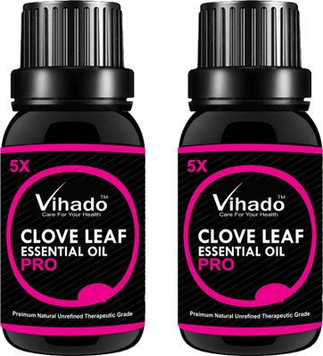 

VIHADO 5X PRO Clove Essential Oil, - 100% Pure & Organic, Natural, Undiluted for Aromatherapy, Hair Care, Skin Care & Natural Remedies (20 ml) (Pack of 2)(20 ml)