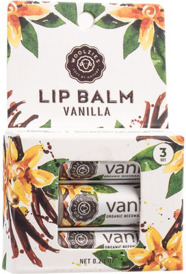 

Woolzies 100% Natural lip balm with Bees wax and Shea butter set of 3 - Vanilla 0.20 oz & 6 ML eac(5 ml)