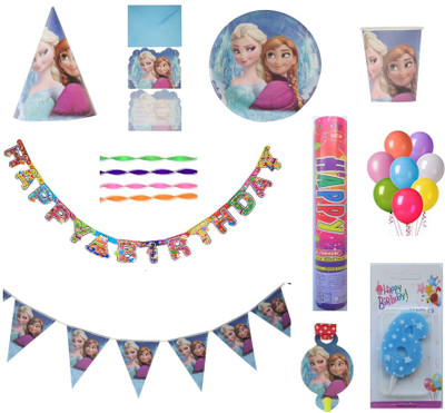

PEPUP Frozen Themed Kids 6th Birthday Party Decoration combo pack for 12 Children - 87 pcs, for a wonderful Frozen theme birthday celebrations(Set of 87)