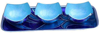 

Muse Creations Exclusive Designed Square Shaped Bowl with Rectangular Tray Aluminium Bowl Set(Blue, Pack of 4)