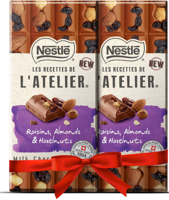 

Nestle Les Recettes de l'Atelier� Hazelnuts, Raisins & Almonds Milk Chocolate Bars(Pack of 2, 390 g)