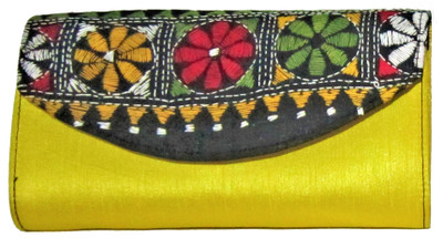 SNB Handicrafts Casual, Party, Formal Yellow Clutch