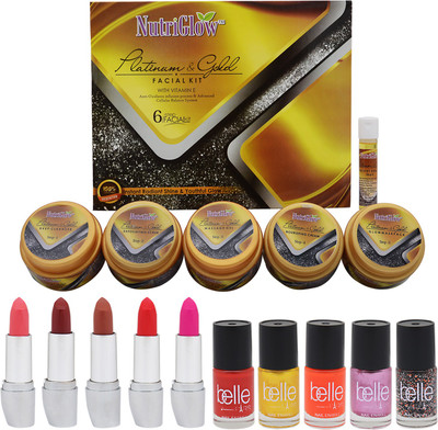 

NutriGlow Set of Platinum - Gold Facial kit with makeup kit(Set of 1)