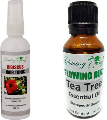 

Glowing Buzz Combo of hibiscus hair tonic and tea tree essential oil(Set of 2)