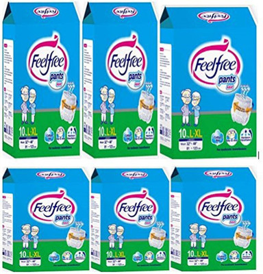 

Feelfree Unisex Adult Diaper Pant Style L-XL 10's Pack To Fit Sizes:32'' -48''(6-Pocket) Adult Diapers - L - XL(60 Pieces)