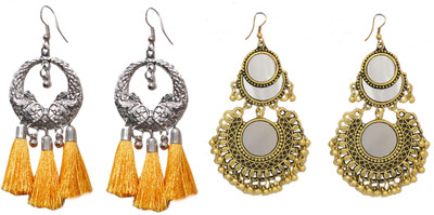 FashMade Pack Of 2 Alloy Chandbali Earring, Tassel Earring