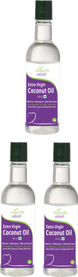 

Natures Velvet Lifecare Virgin Coconut Oil 250ml for Cooking & Skin,Hair Care With Rich MCTs - pack of 3 Coconut Oil Plastic Bottle(3 x 250 ml)