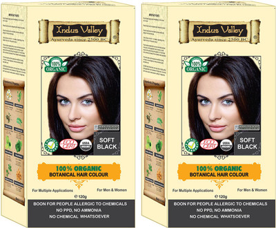 

Indus Valley 100% Organic Botanical Semi-permanent Soft Black (Twin pack) Hair Color(Soft Black)